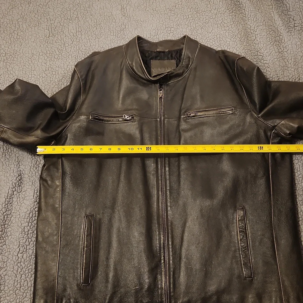 Mens Merona Black Leather Jacket Size XXL